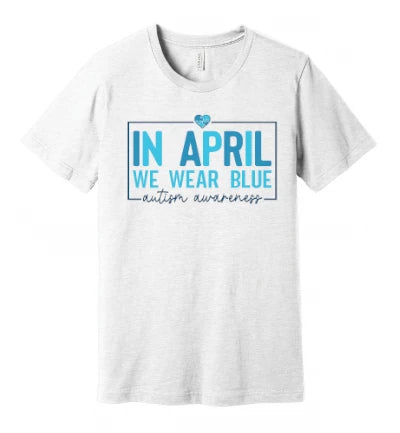 Autism - In April We Wear Blue - Block Emblem - T-Shirt