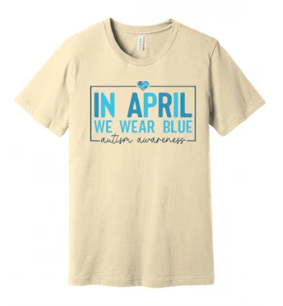 Autism - In April We Wear Blue - Block Emblem - T-Shirt