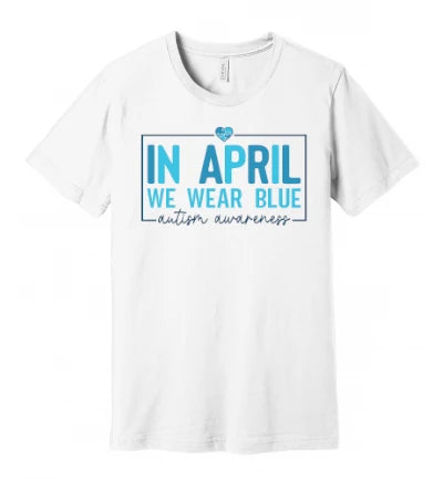 Autism - In April We Wear Blue - Block Emblem - T-Shirt