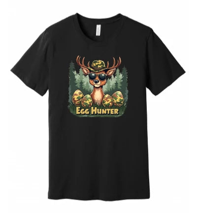 Easter - Egg Hunter - Deer With Camo Hat, Sunglasses and Eggs - T-Shirt