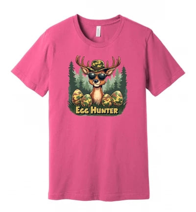 Easter - Egg Hunter - Deer With Camo Hat, Sunglasses and Eggs - T-Shirt