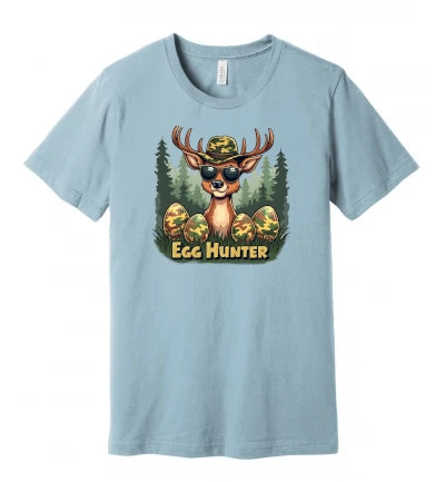 Easter - Egg Hunter - Deer With Camo Hat, Sunglasses and Eggs - T-Shirt