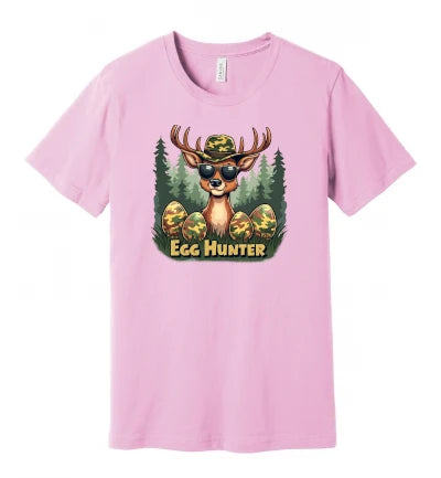 Easter - Egg Hunter - Deer With Camo Hat, Sunglasses and Eggs - T-Shirt