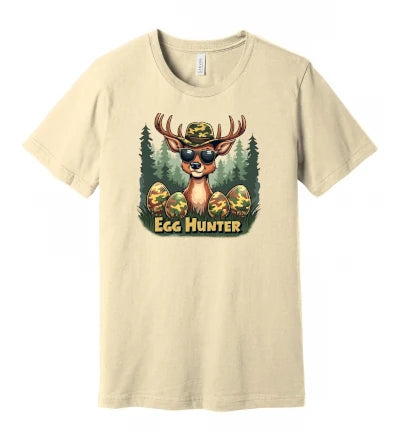 Easter - Egg Hunter - Deer With Camo Hat, Sunglasses and Eggs - T-Shirt