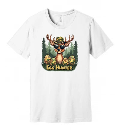 Easter - Egg Hunter - Deer With Camo Hat, Sunglasses and Eggs - T-Shirt