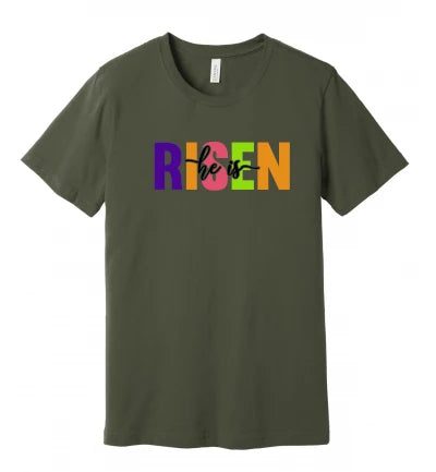 Easter - He Is Risen - Colored Text - T-Shirt