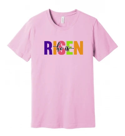 Easter - He Is Risen - Colored Text - T-Shirt