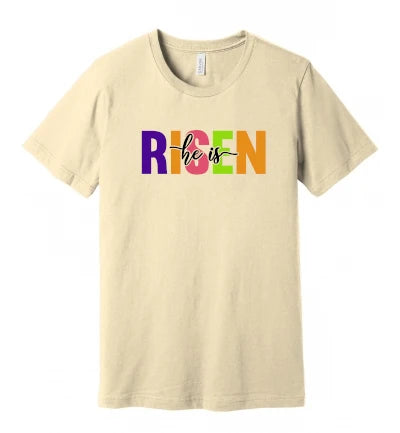 Easter - He Is Risen - Colored Text - T-Shirt