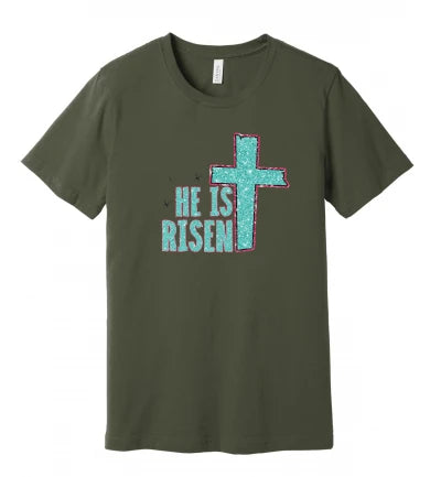 Easter - He Is Risen - Glitter - T-Shirt