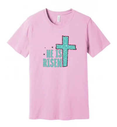 Easter - He Is Risen - Glitter - T-Shirt