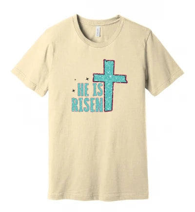 Easter - He Is Risen - Glitter - T-Shirt