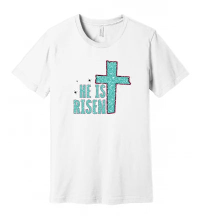 Easter - He Is Risen - Glitter - T-Shirt