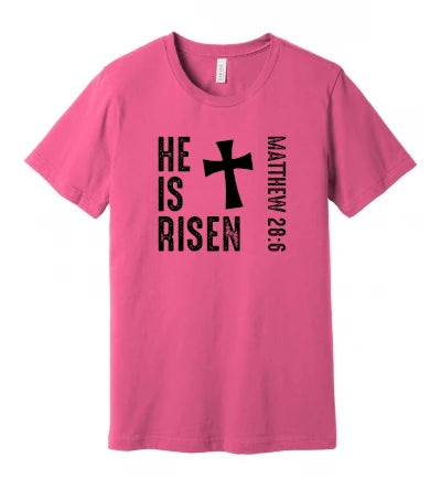 Easter - He Is Risen - Matthew 28:6 - Black Text - T-Shirt