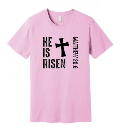 Easter - He Is Risen - Matthew 28:6 - Black Text - T-Shirt