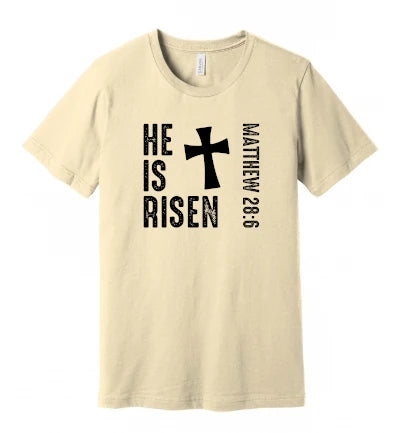 Easter - He Is Risen - Matthew 28:6 - Black Text - T-Shirt