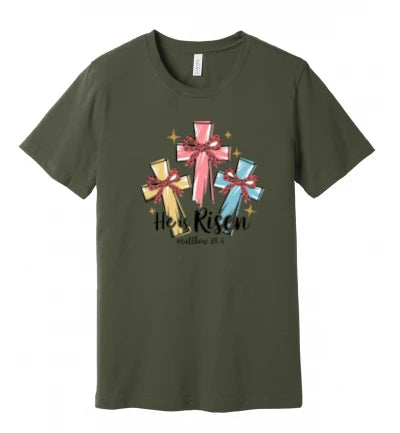 Easter - He Is Risen - Matthew 28:6 W/ Ribbons - T-Shirt