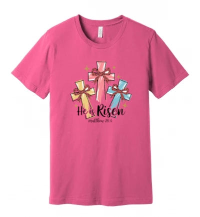 Easter - He Is Risen - Matthew 28:6 W/ Ribbons - T-Shirt