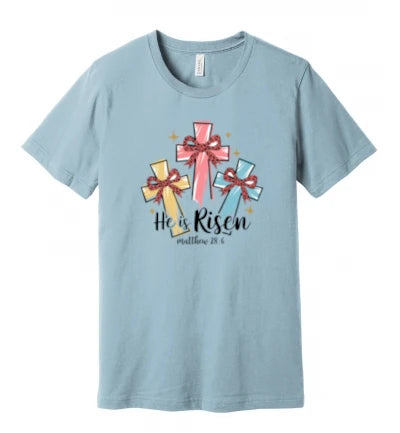 Easter - He Is Risen - Matthew 28:6 W/ Ribbons - T-Shirt