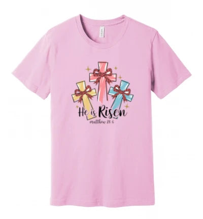 Easter - He Is Risen - Matthew 28:6 W/ Ribbons - T-Shirt