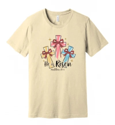 Easter - He Is Risen - Matthew 28:6 W/ Ribbons - T-Shirt