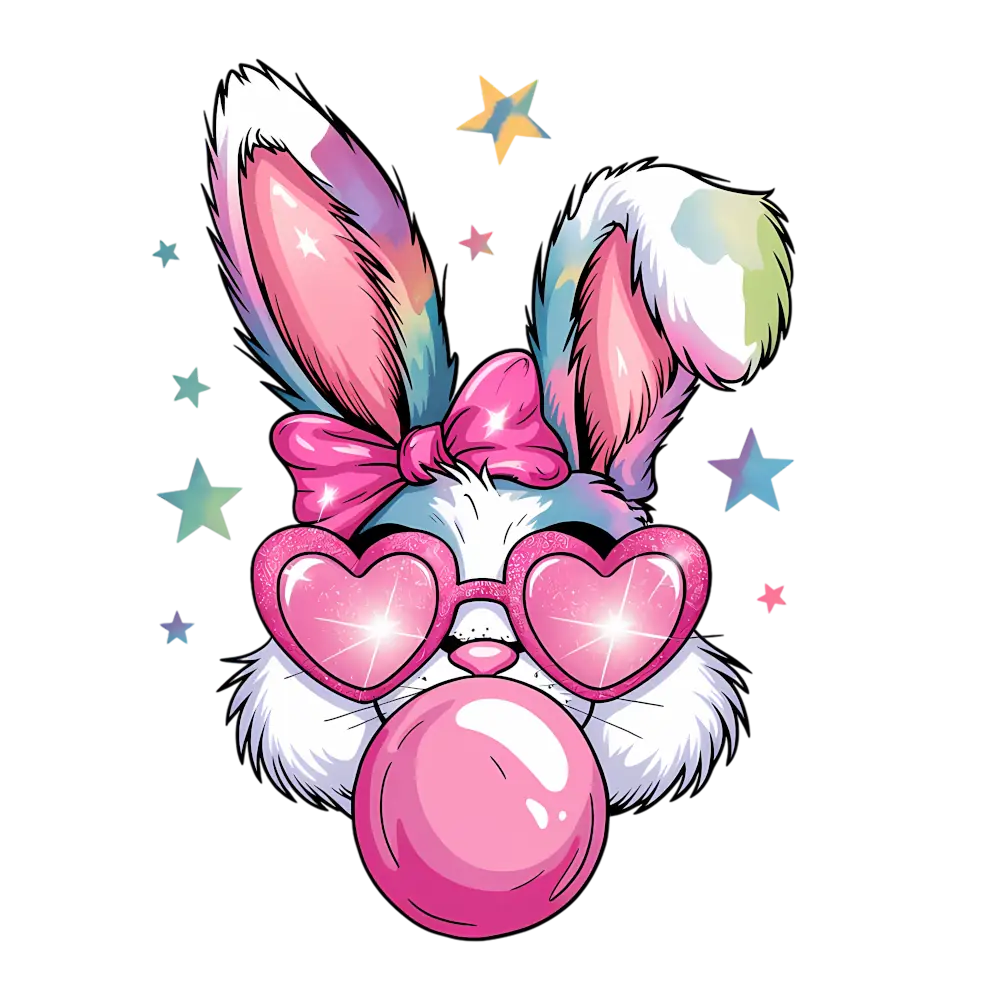 Easter - Pink Easter Bunny W/ Bubblegum: Gang Sheet