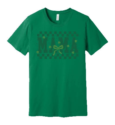 St. Patty's Day - Retro Mama (Green Text): T-Shirt