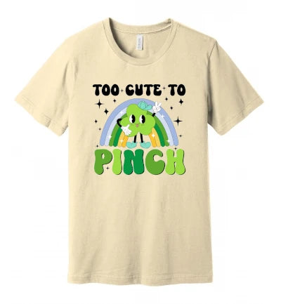 St. Patty's Day - Too Cute to Pinch (Blue Rainbow and Clover): T-Shirt