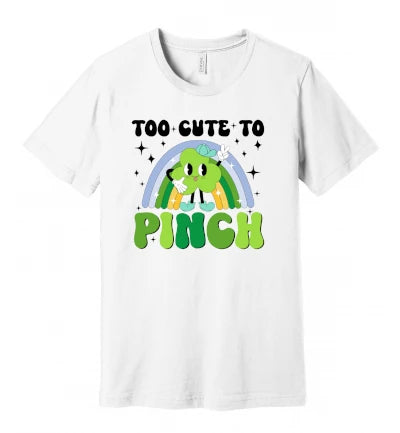 St. Patty's Day - Too Cute to Pinch (Blue Rainbow and Clover): T-Shirt