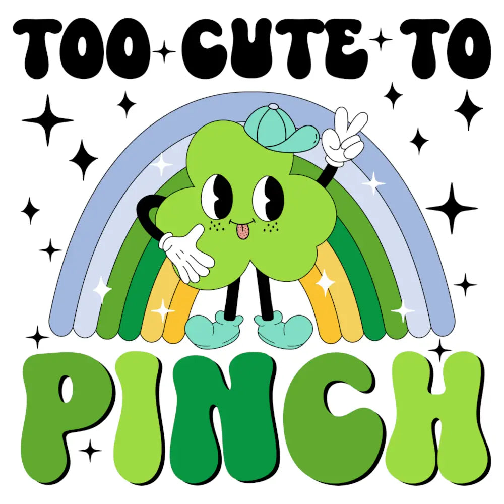 St. Patty's Day - Too Cute to Pinch (Blue Rainbow and Clover): Gang Sheet